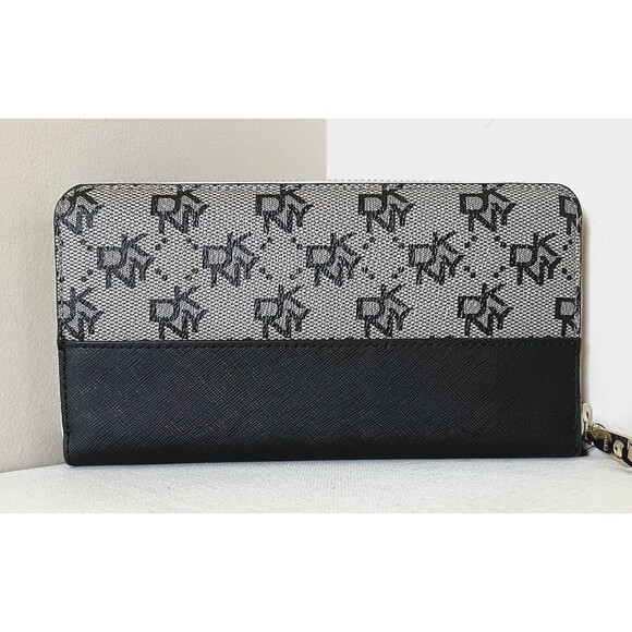 New DKNY Boxed Bryant Large Zip Around Continental Wallet Grey / Black - Picture 2 of 7